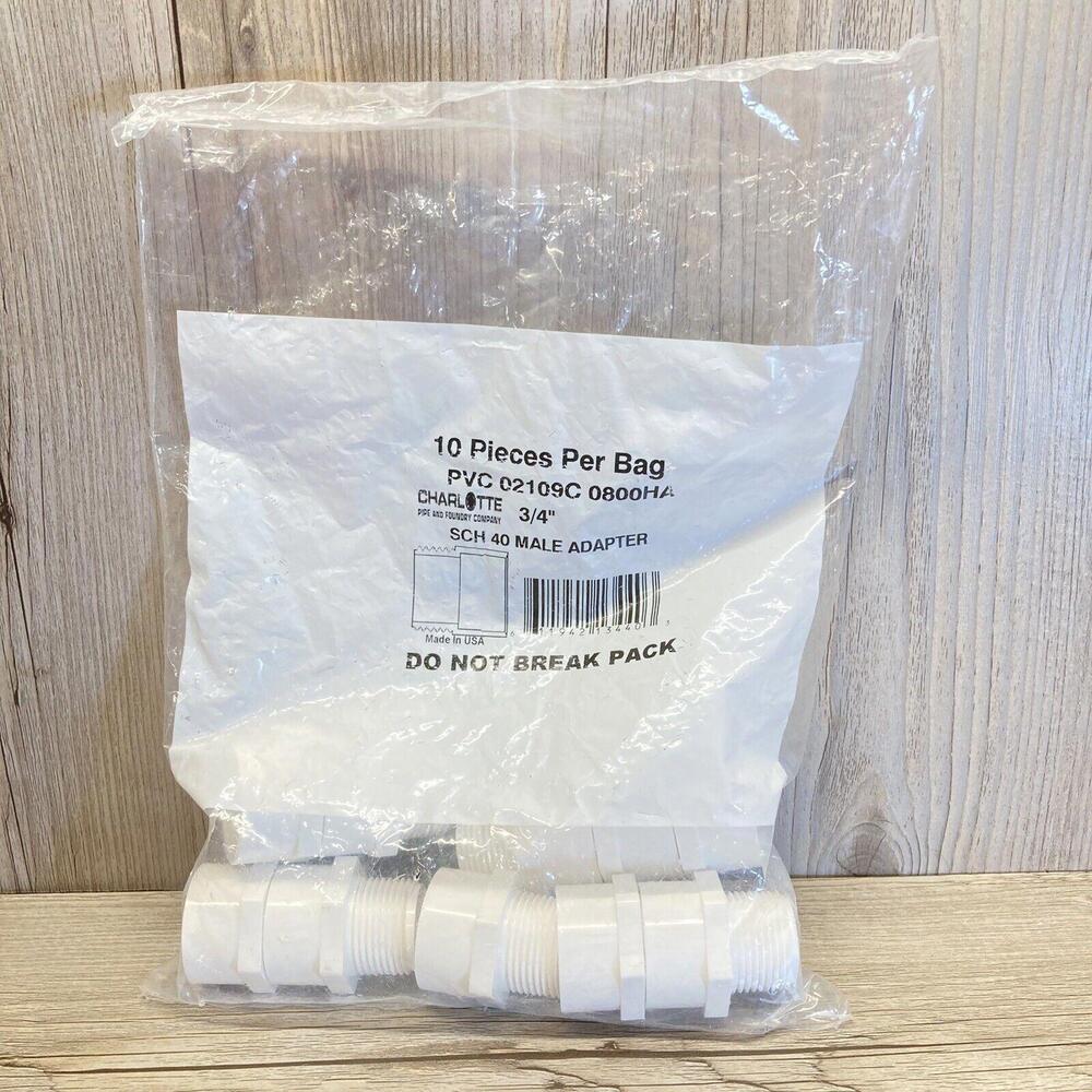 Charlotte PVC 3/4" SCH 40 Male Adapter 10 Pack